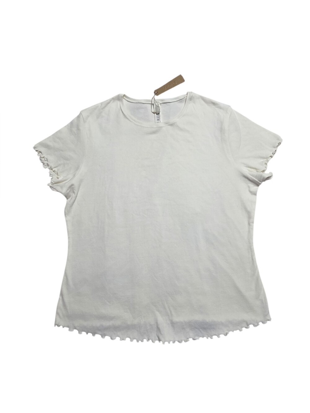 Skims Pointelle Logo Ruffle Edge T-Shirt Top Marble 4X
